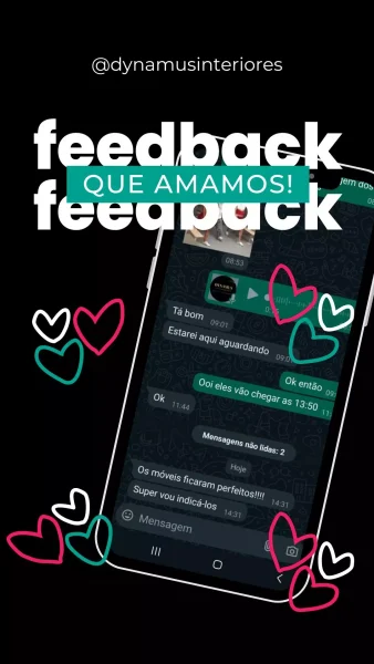 Feedback que amamos de cliente moderno rosa verde branco story do instagram